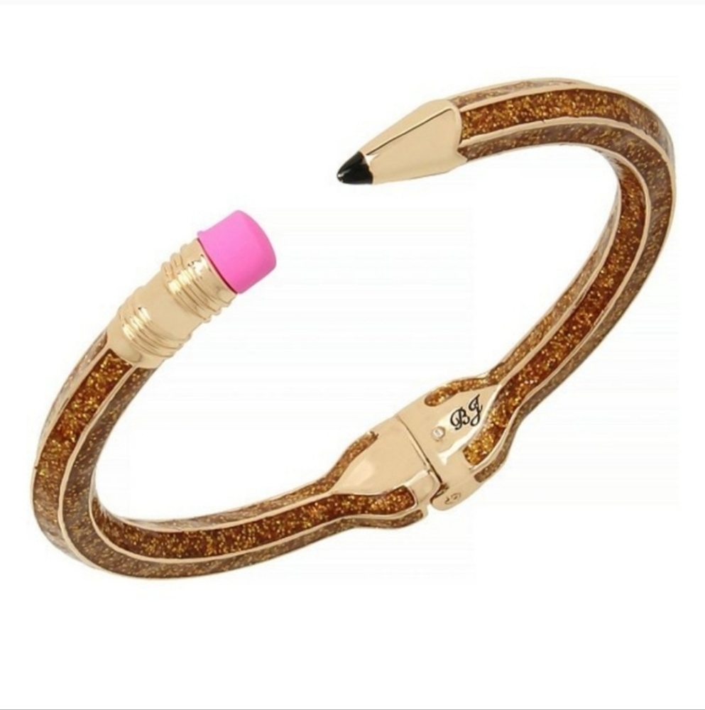 Betsey Johnson Glitter Hinged Pencil Bracelet NWT